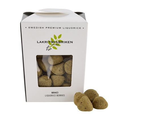 Kartong som innehåller NH4Cl Liquorice Berries från Lakritsfabriken